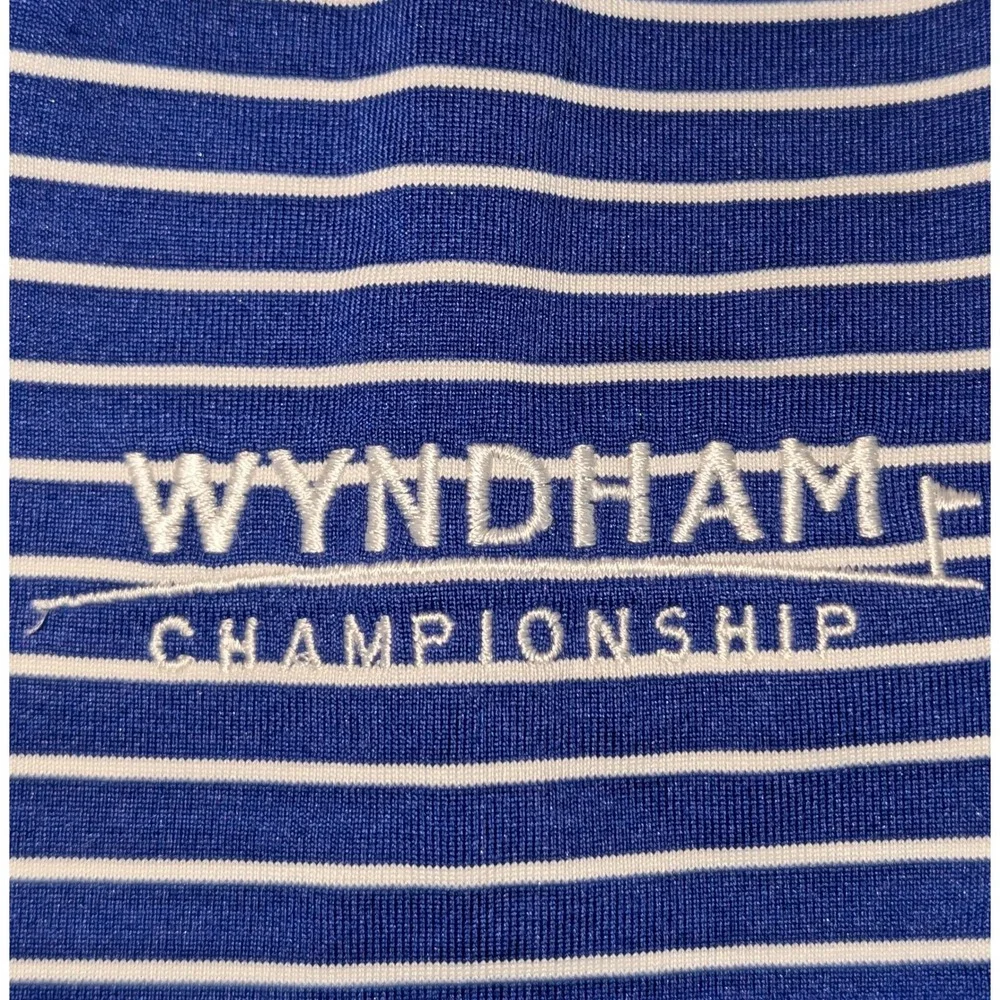 Polo Golf Ralph Lauren Men XL Performance Blue White Stripe Wyndham Championship